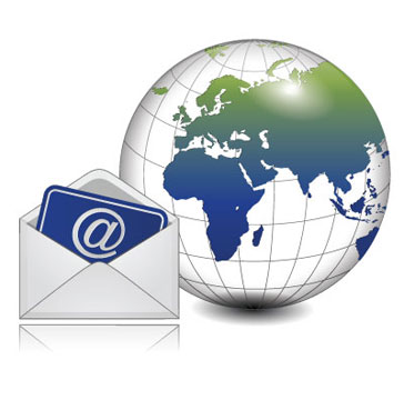 'contact us image with globe and email envelope'